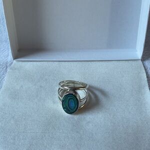Sterling Silver Abalone Oval Ring - Blue-Green